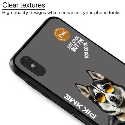 Pikkme Back Cover Pc Tpu + Printed Cool Funky Stylish Grey Dog Swag Raised Edges Camera Protection |Bumper Case For Redmi 9A (Design 02)