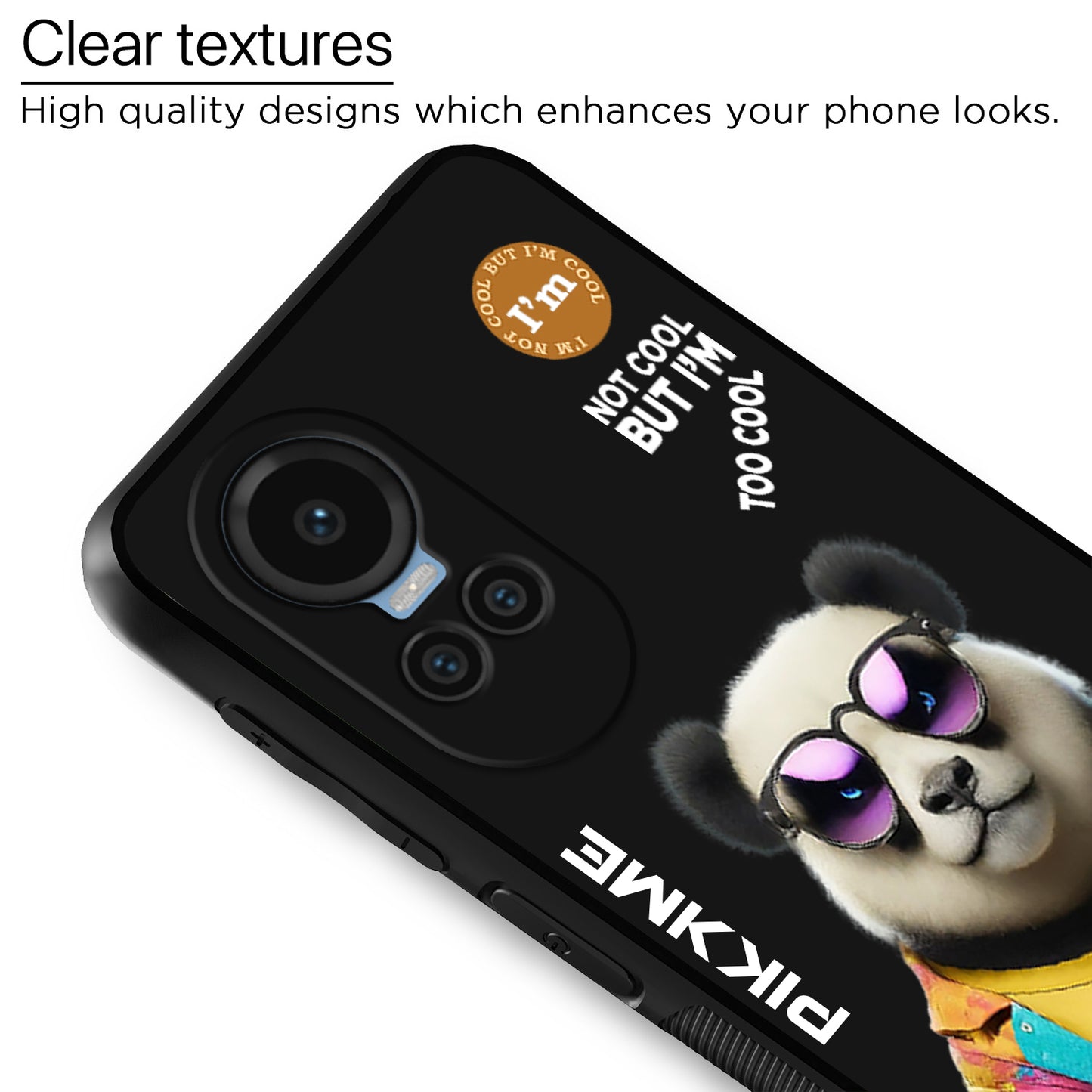 Pikkme Back Cover Pc Tpu + Printed Cool Funky Stylish Black Panda Swag Raised Edges Camera Protection |Bumper Case For Oppo Reno 11 Pro 5G (Design 05)