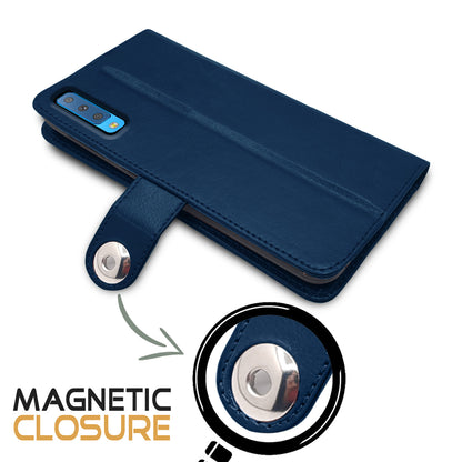 Pikkme Samsung Galaxy A7 2018 Button Flip Cover (Blue)