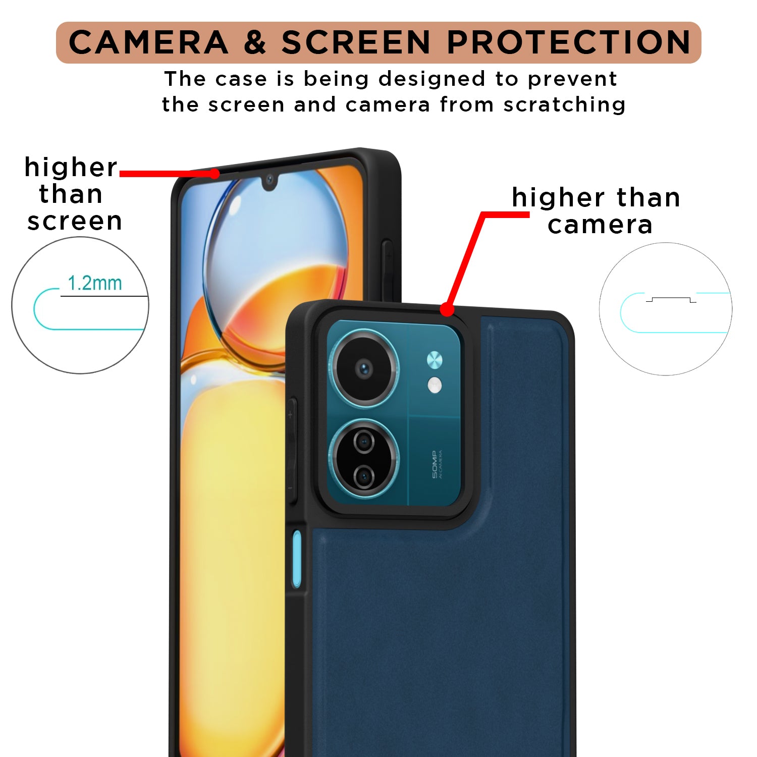 Pikkme Redmi 13C 5G Premium Leatherback Case (Blue)