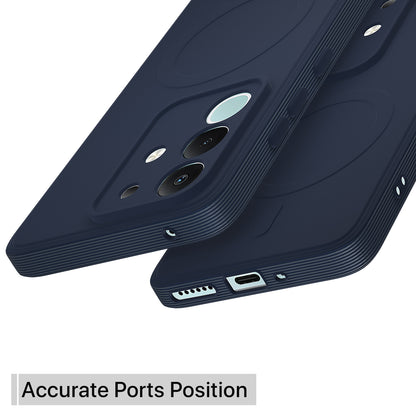 Pikkme Vivo T4x 5G / iQOO Z10x 5G / Vivo Y31 Pro 5G Matte Silicone Mag-Safe Style logo (not mag-safe compatible) Back Cover (Blue)