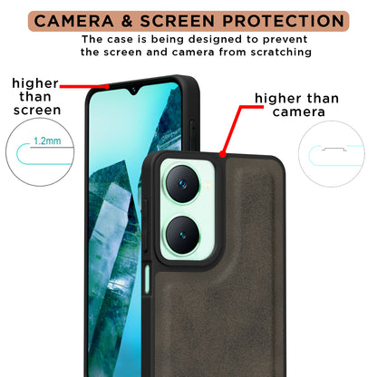 Pikkme iQOO Z9 Lite 5G | Vivo T3 Lite 5G | Vivo Y18 | Y18e | Y03 Premium Super Soft-Touch Leatherback Case (Brown)