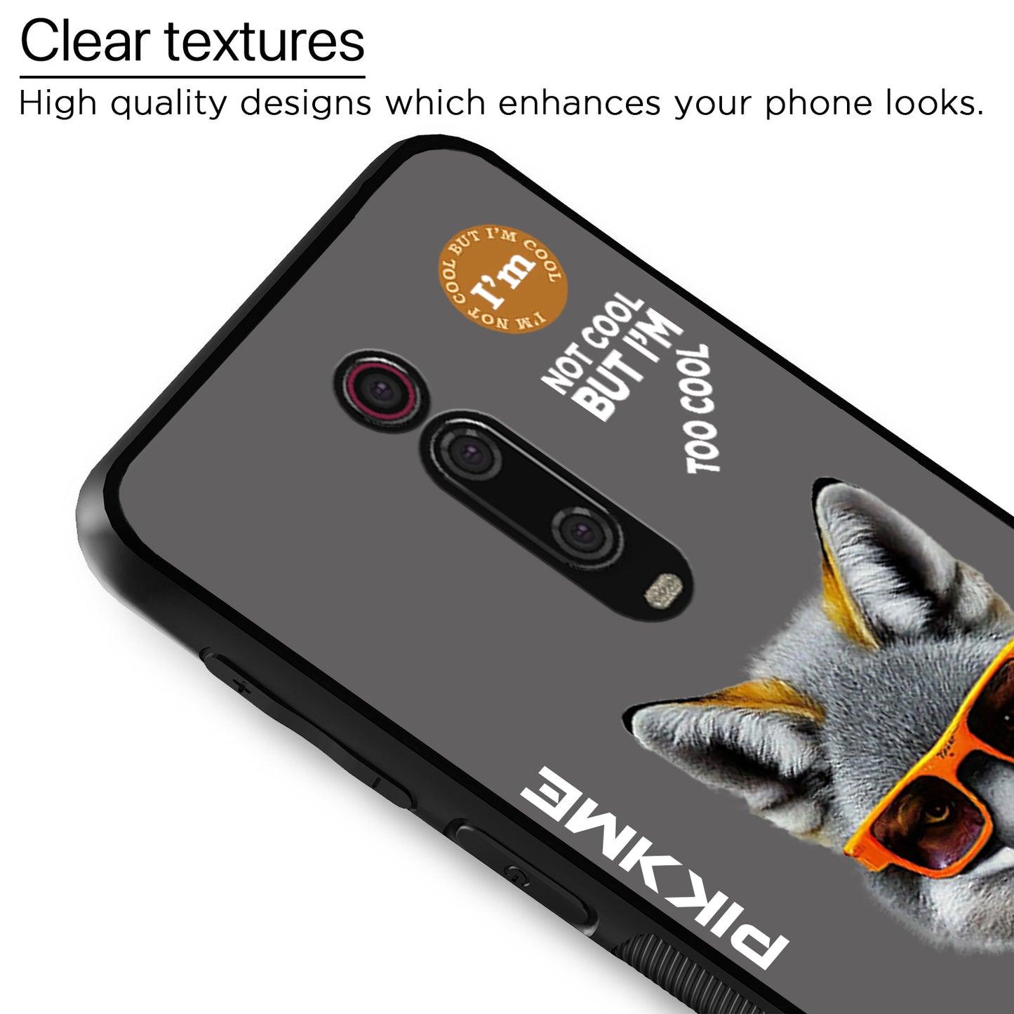 Pikkme Back Cover Pc Tpu + Printed Cool Funky Stylish Grey Wolf Swag Raised Edges Camera Protection |Bumper Case For Redmi K20 Pro (Design 01)