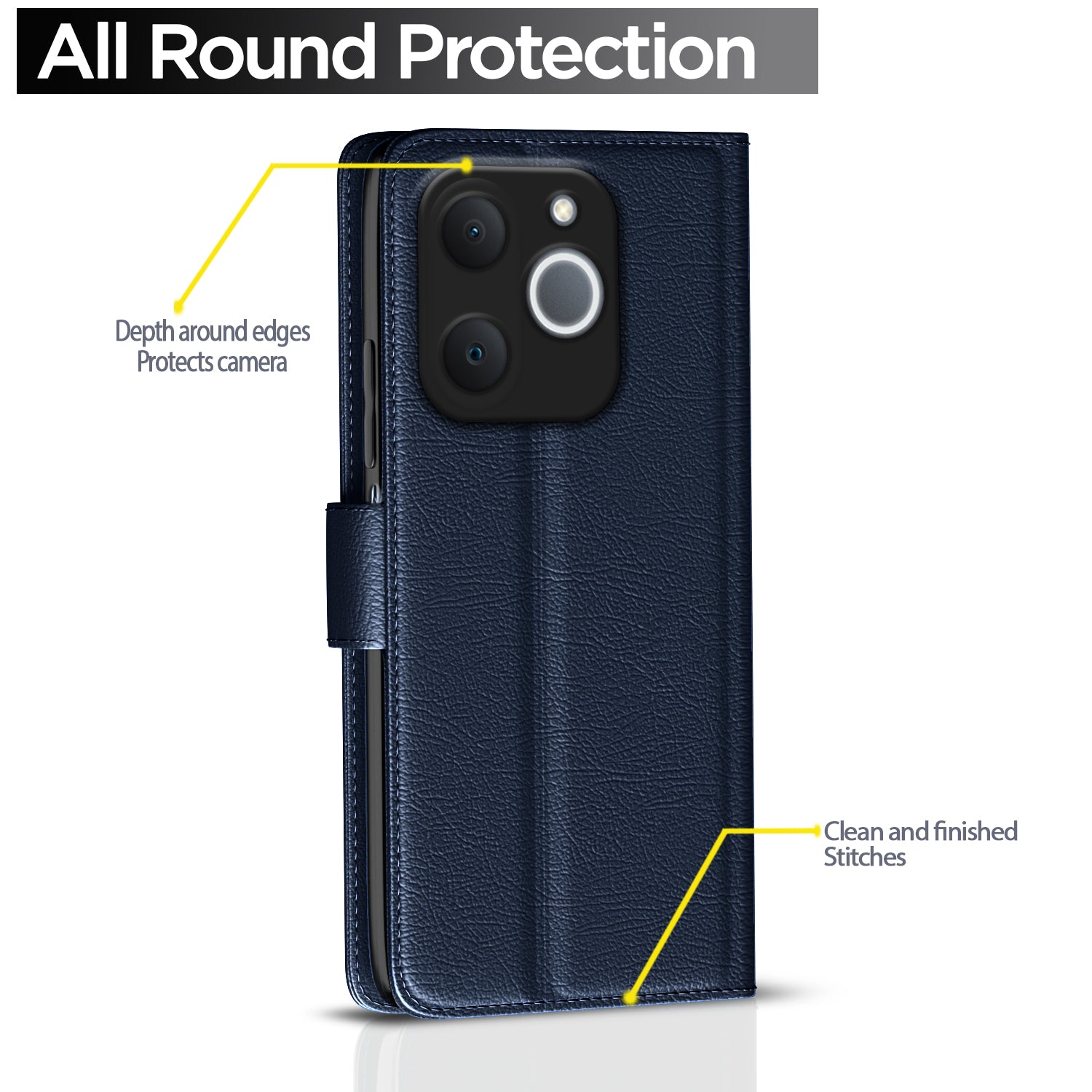 Pikkme Realme C71 5G Premium Leather Finish Vintage Flip Cover (Blue)
