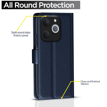 Pikkme Realme C71 5G Premium Leather Finish Vintage Flip Cover (Blue)