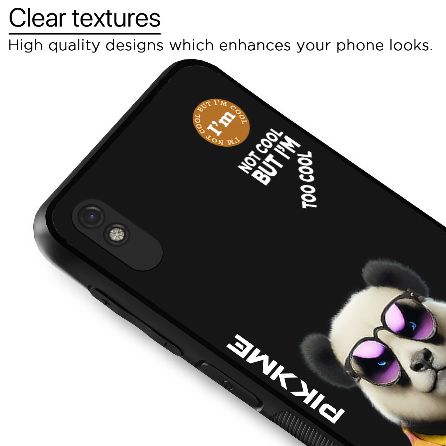 Pikkme Back Cover Pc Tpu + Printed Cool Funky Stylish Black Panda Swag Raised Edges Camera Protection |Bumper Case For Redmi 9A (Design 05)