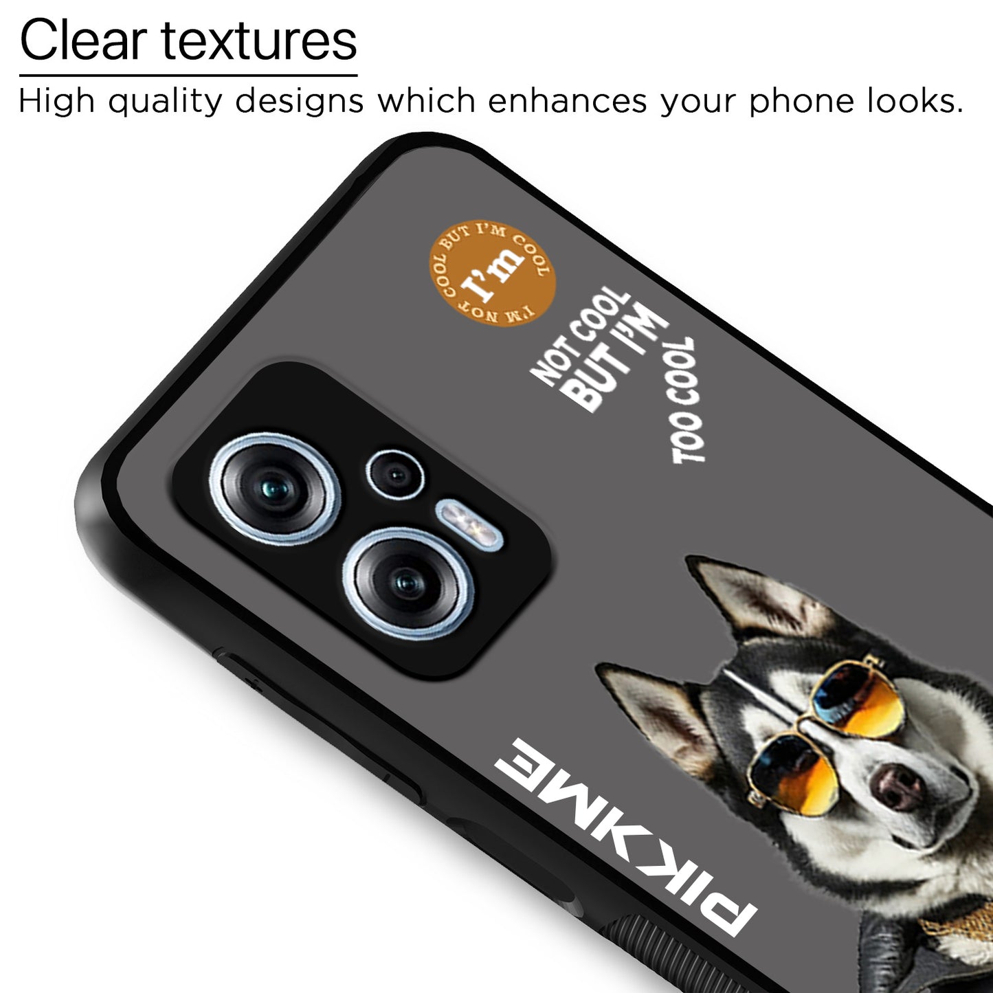 Pikkme Back Cover Pc Tpu + Printed Cool Funky Stylish Grey Dog Swag Raised Edges Camera Protection |Bumper Case For Redmi K50i (Design 02)