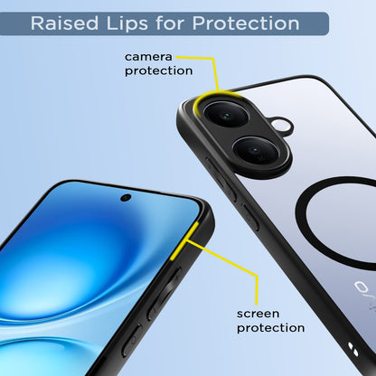 Pikkme Vivo V60 Lite 5G Eagle 2 Mag-Safe Shockproof Hard Transparent Back Cover (Black)