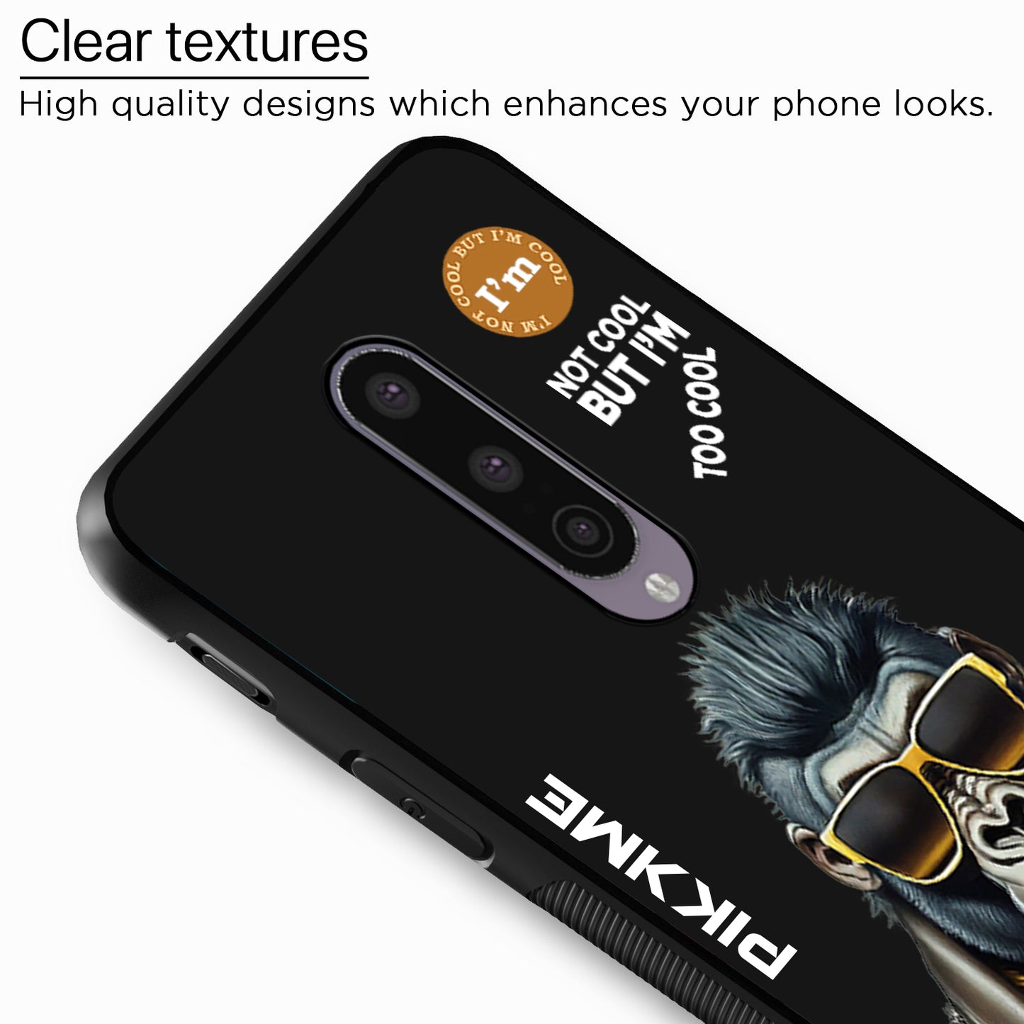 Pikkme Back Cover Pc Tpu + Printed Cool Funky Stylish Black Gorilla Swag Raised Edges Camera Protection |Bumper Case For OnePlus 8 (Design 07)