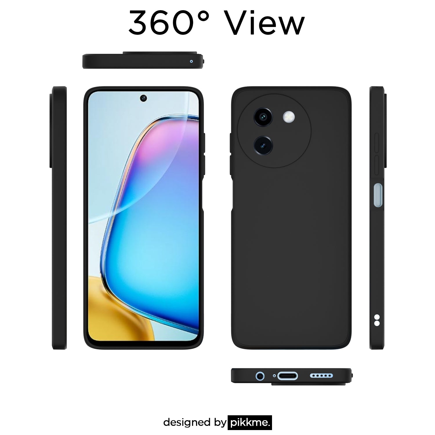 Pikkme Vivo T3 5G / Vivo Y200e 5G Soft Matte Silicone Shockproof Case | Black