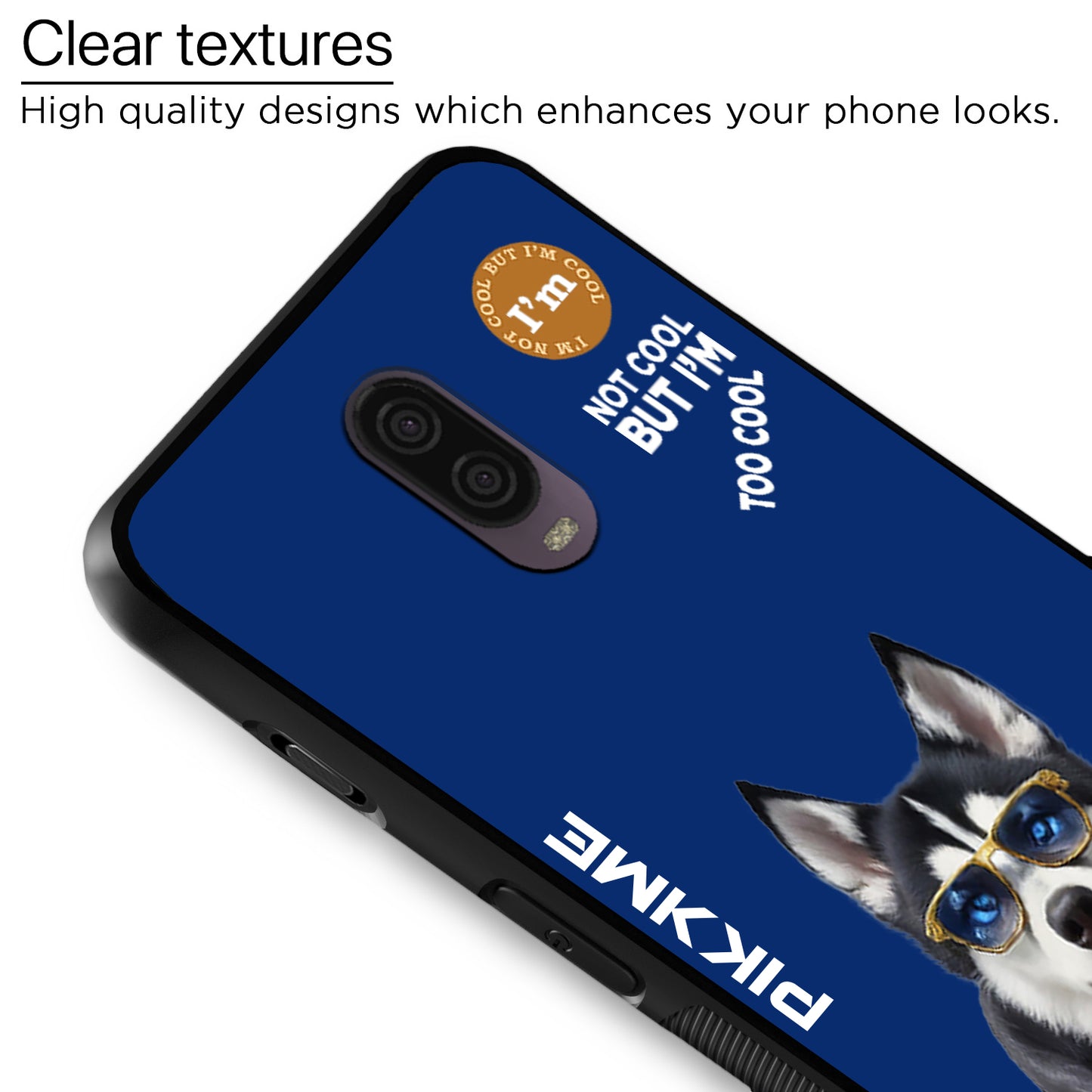 Pikkme Back Cover Pc Tpu + Printed Cool Funky Stylish Blue Dog Swag Raised Edges Camera Protection |Bumper Case For OnePlus 6T (Design 08)