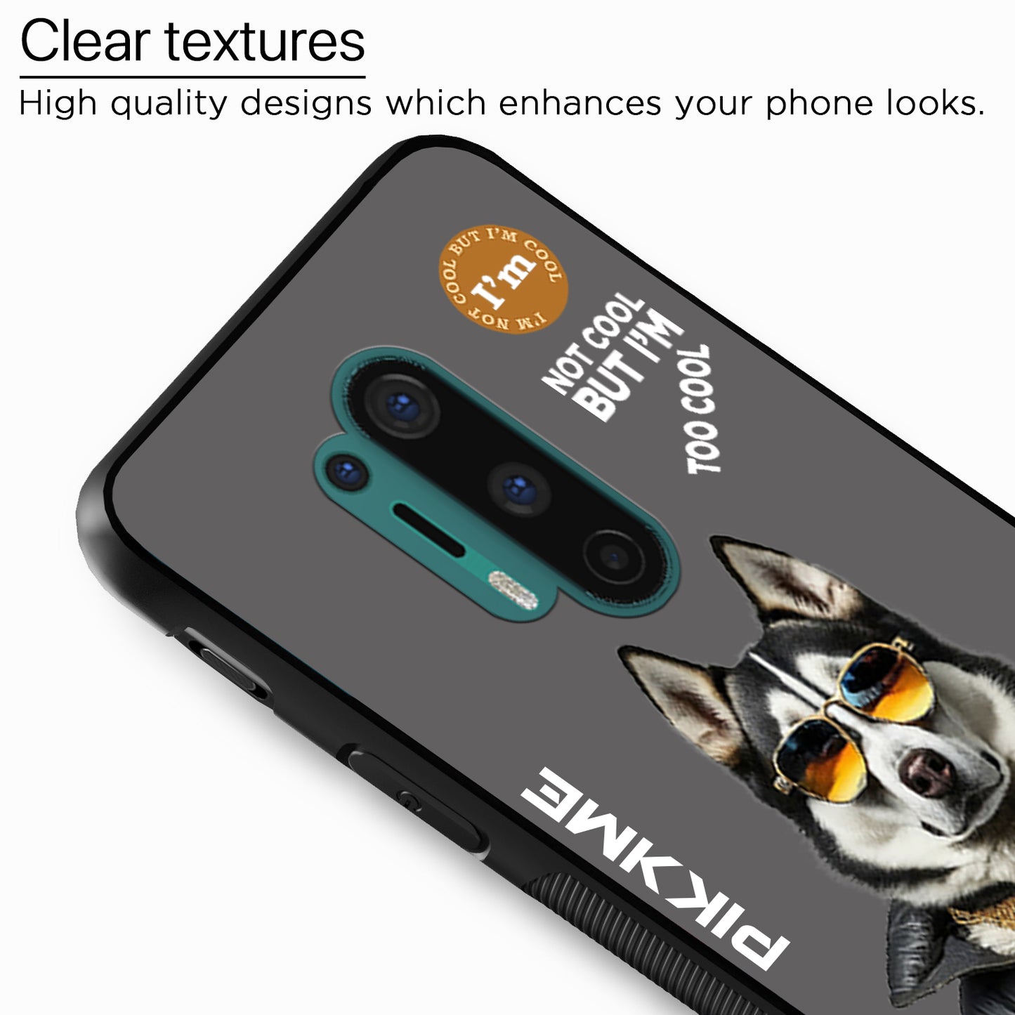 Pikkme Back Cover Pc Tpu + Printed Cool Funky Stylish Grey Dog Swag Raised Edges Camera Protection |Bumper Case For OnePlus 8 Pro (Design 02)