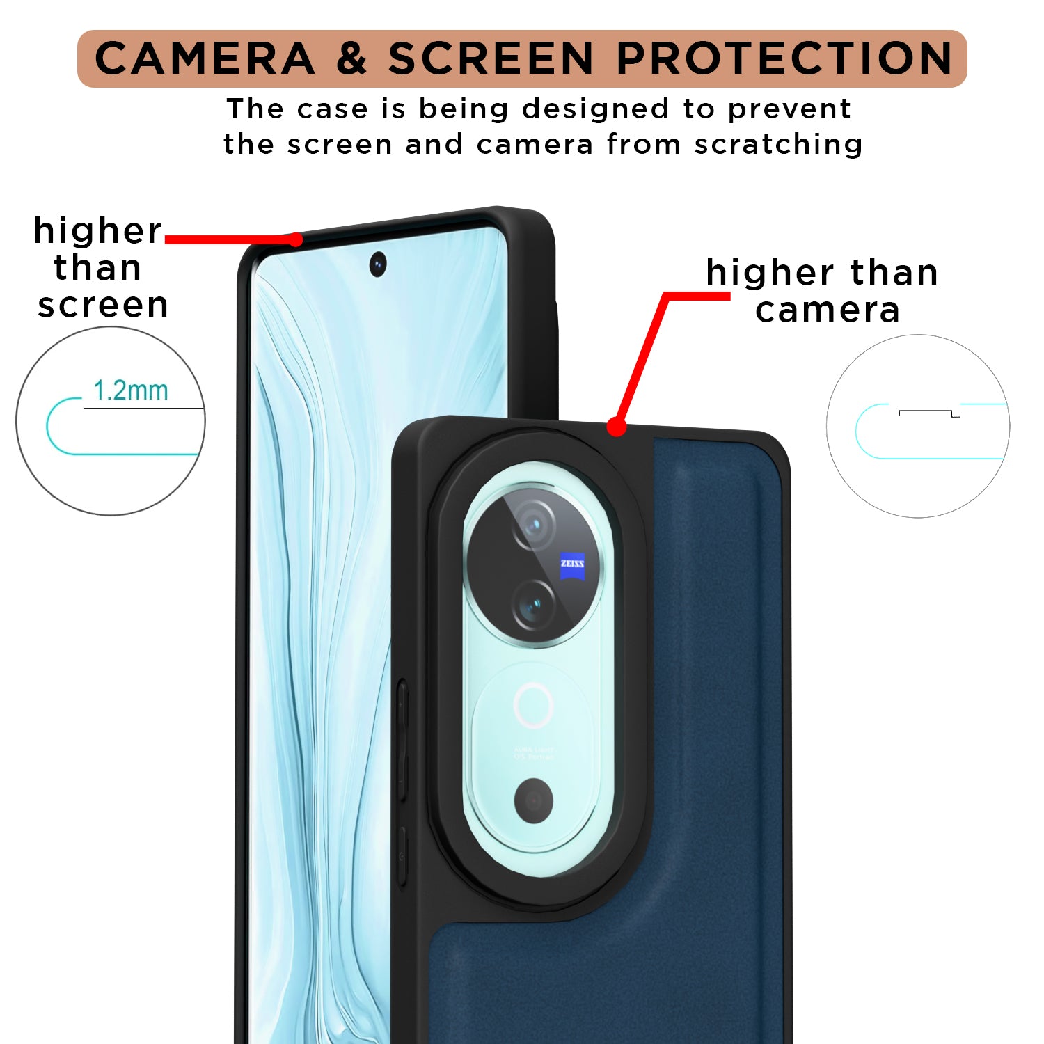 Pikkme Vivo V40 5G / V40 Pro 5G / T3 Ultra 5G Premium Leatherback Case (Blue)