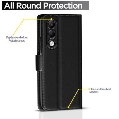 Pikkme Oppo K13x 5G  Premium Leather Finish Vintage Flip Cover (Black)