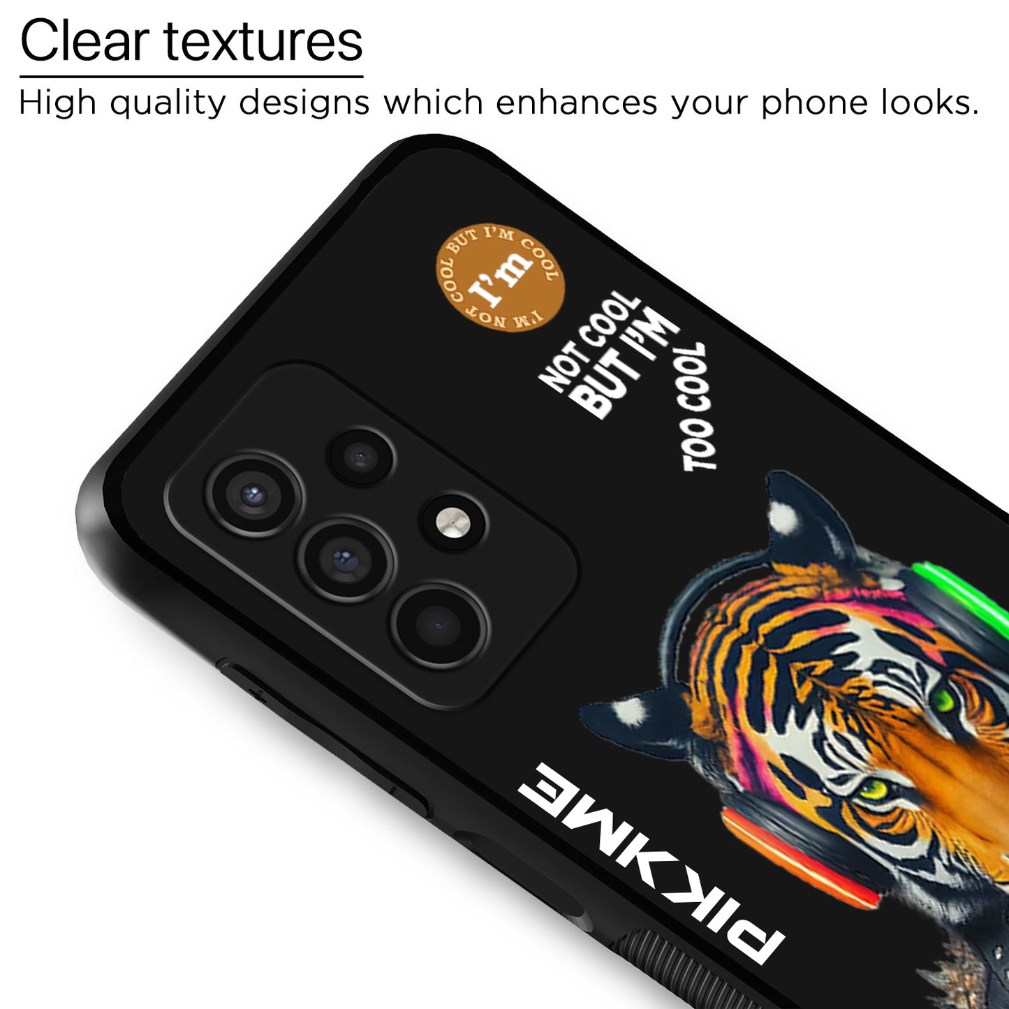 Pikkme Back Cover Pc Tpu + Printed Cool Funky Stylish Black Tiger Swag Raised Edges Camera Protection |Bumper Case For Samsung Galaxy A13 4G (Design 06)