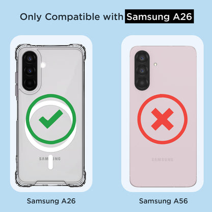 Pikkme Samsung Galaxy A26 5G Mag-Safe Shockproof PC + TPU Back Cover (Transparent)