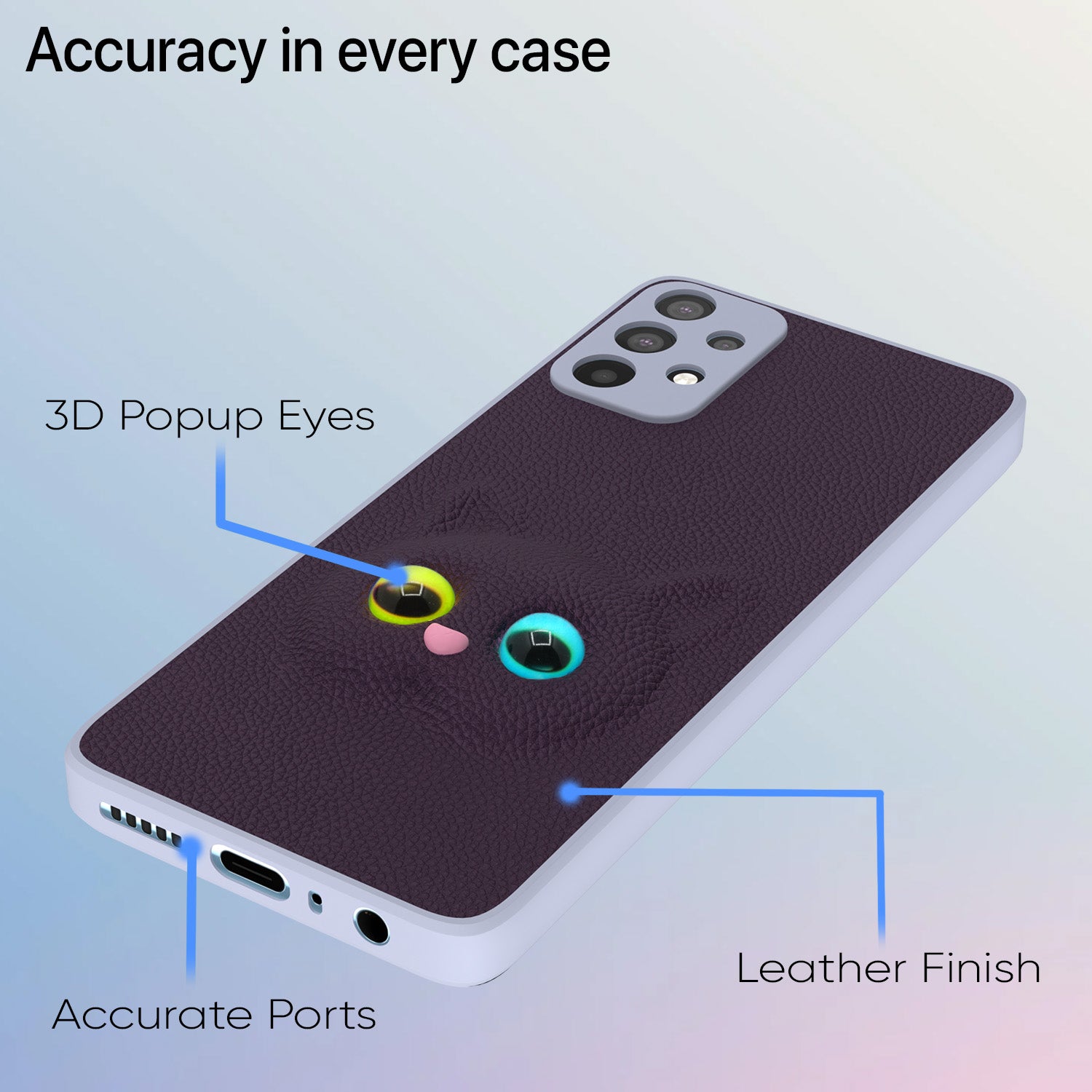 Pikkme Samsung Galaxy A32 4G Kitty Back Cover (Purple)