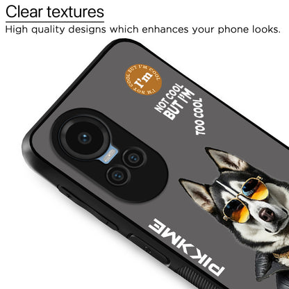 Pikkme Back Cover Pc Tpu + Printed Cool Funky Stylish Grey Dog Swag Raised Edges Camera Protection |Bumper Case For Oppo Reno 10 5G (Design 02)