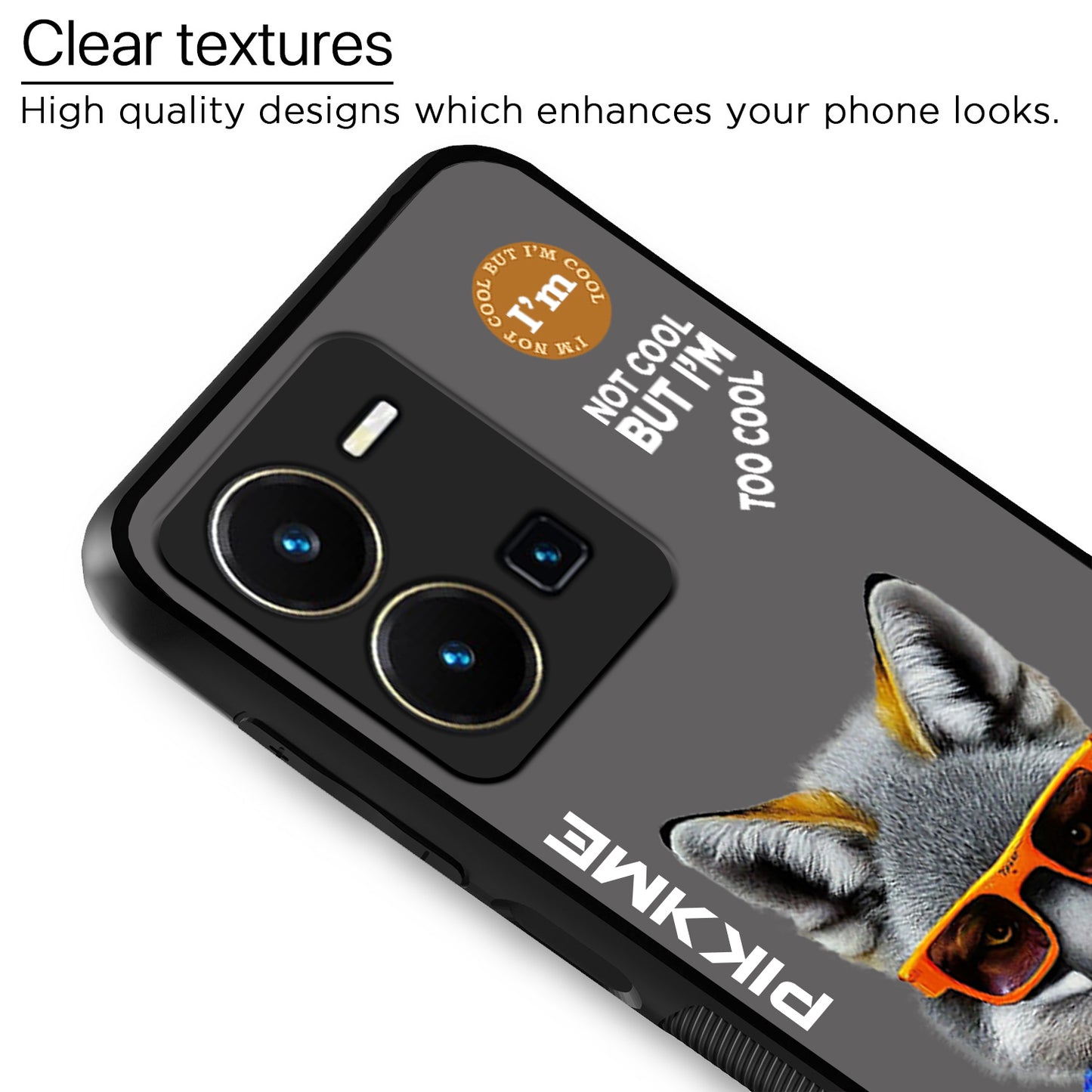 Pikkme Back Cover Pc Tpu + Printed Cool Funky Stylish Grey Wolf Swag Raised Edges Camera Protection |Bumper Case For Vivo Y35 (Design 01)