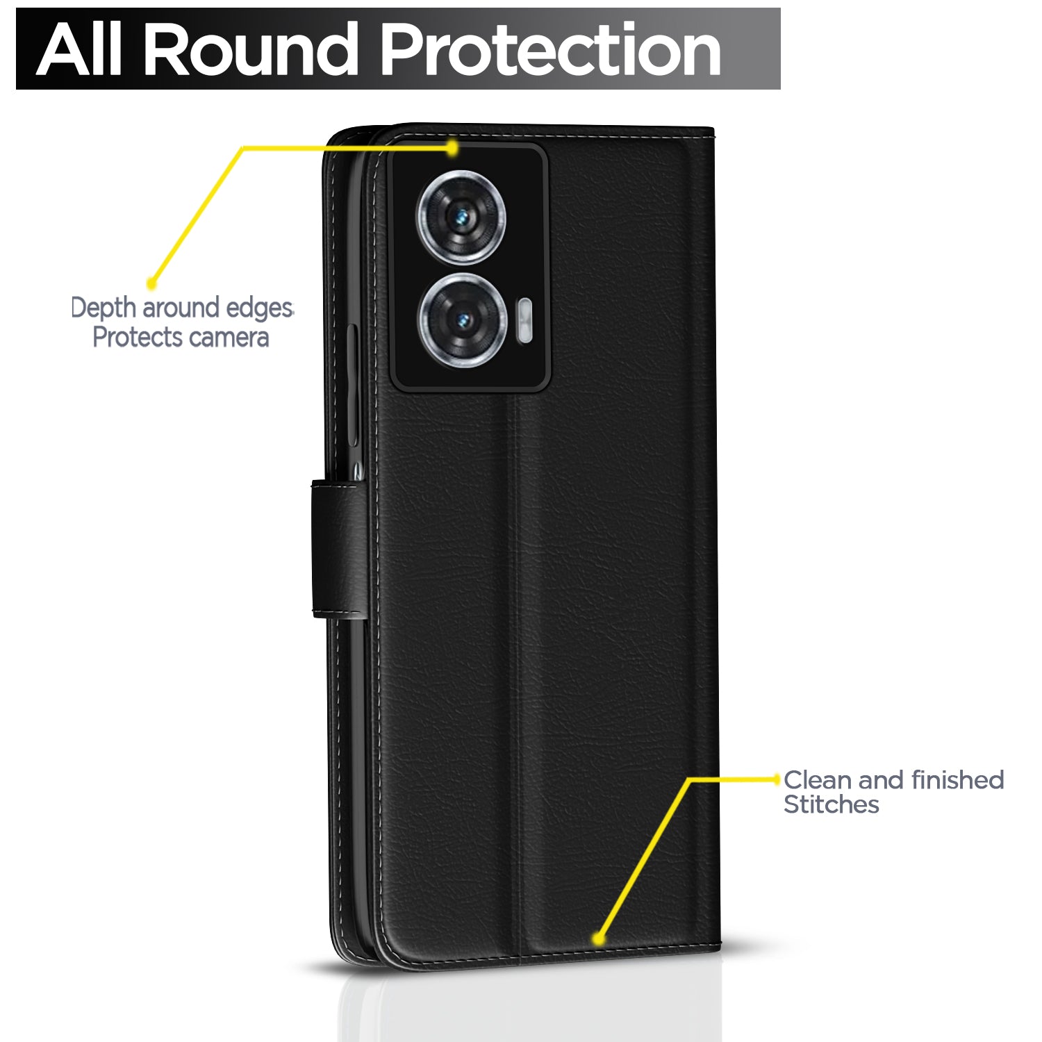 Pikkme Motorola Moto G85 5G Vintage Flip Cover (Black)