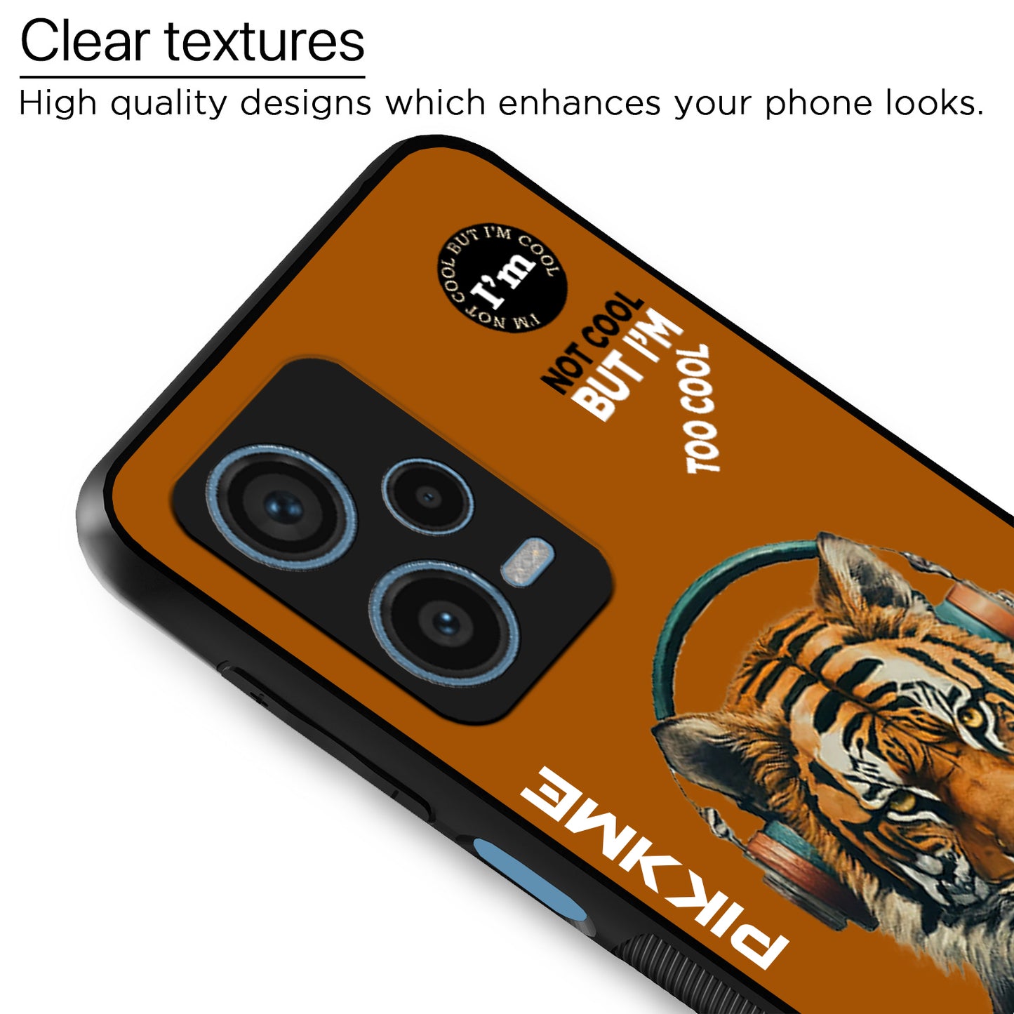 Pikkme Back Cover Pc Tpu + Printed Cool Funky Stylish Brown Tiger Swag Raised Edges Camera Protection |Bumper Case For Redmi Note 12 Pro Plus (Design 09)