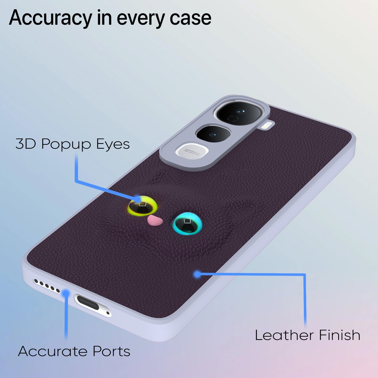Pikkme Vivo Y400 Pro 5G kitty Back Cover (Purple)