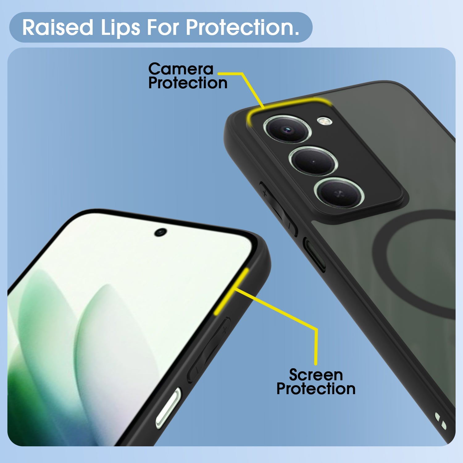 Pikkme Redmi 15 5G Eagle 2 Mag-Safe Smoke Shockproof Hard Transparent Back Cover (Black)