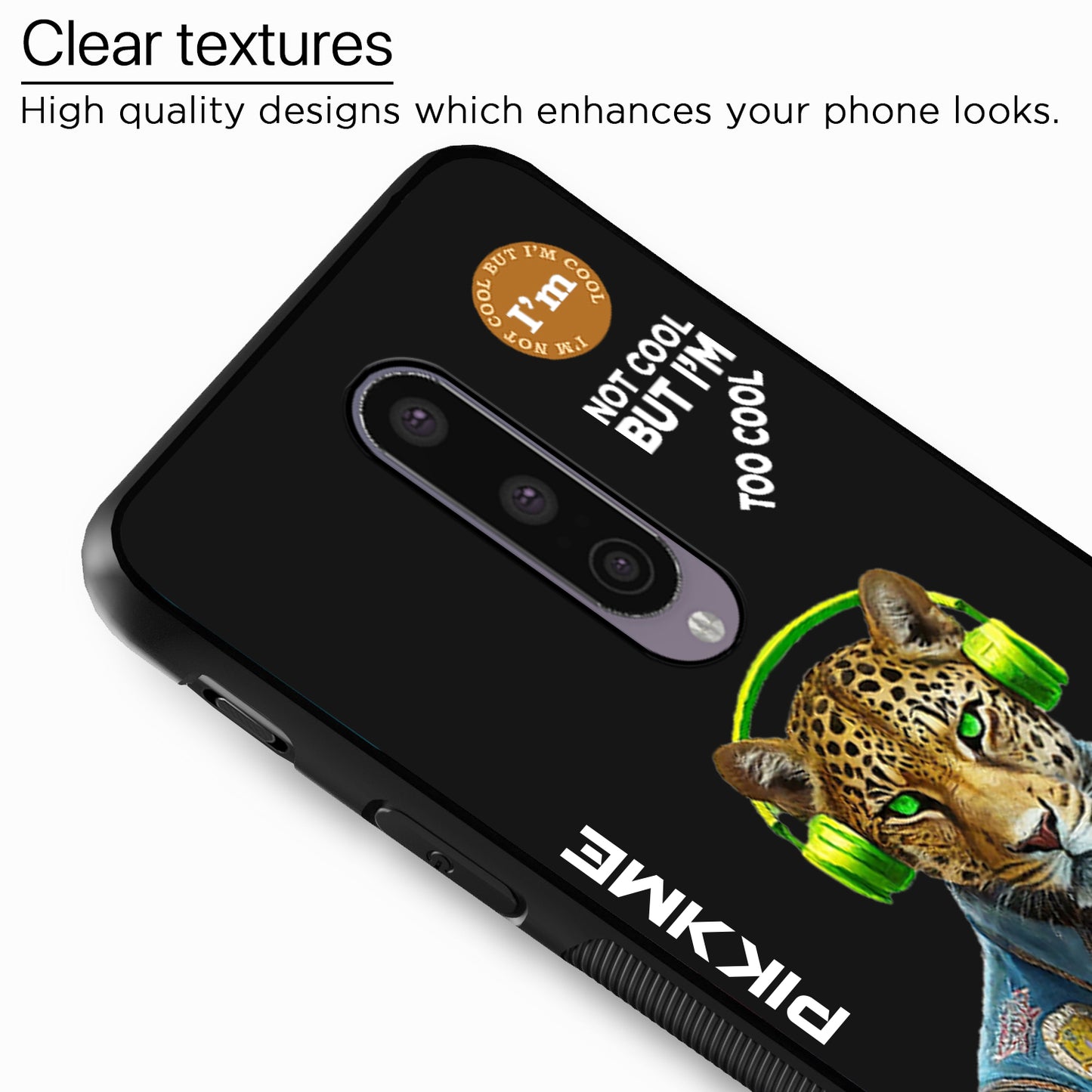 Pikkme Back Cover Pc Tpu + Printed Cool Funky Stylish Black Leopard Swag Raised Edges Camera Protection |Bumper Case For OnePlus 8 (Design 03)