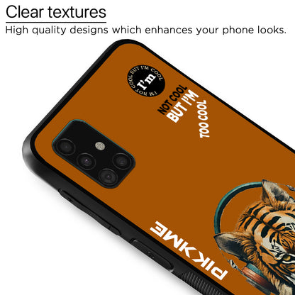 Pikkme Back Cover Pc Tpu + Printed Cool Funky Stylish Brown Tiger Swag Raised Edges Camera Protection |Bumper Case For Samsung Galaxy A51 (Design 09)