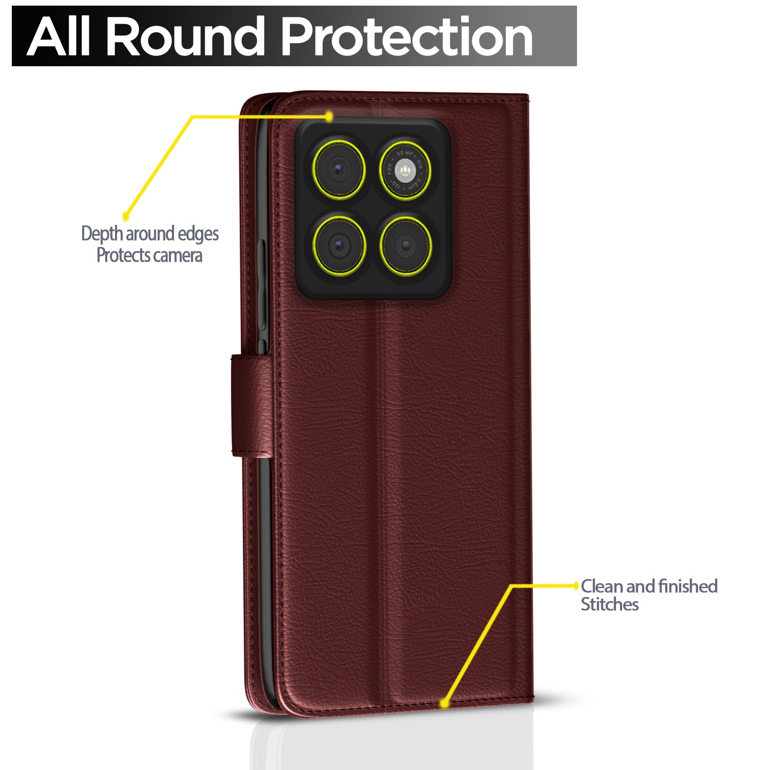 Pikkme Motorola Moto Edge 70 5G Premium Leather Finish Vintage Flip Cover (Brown)