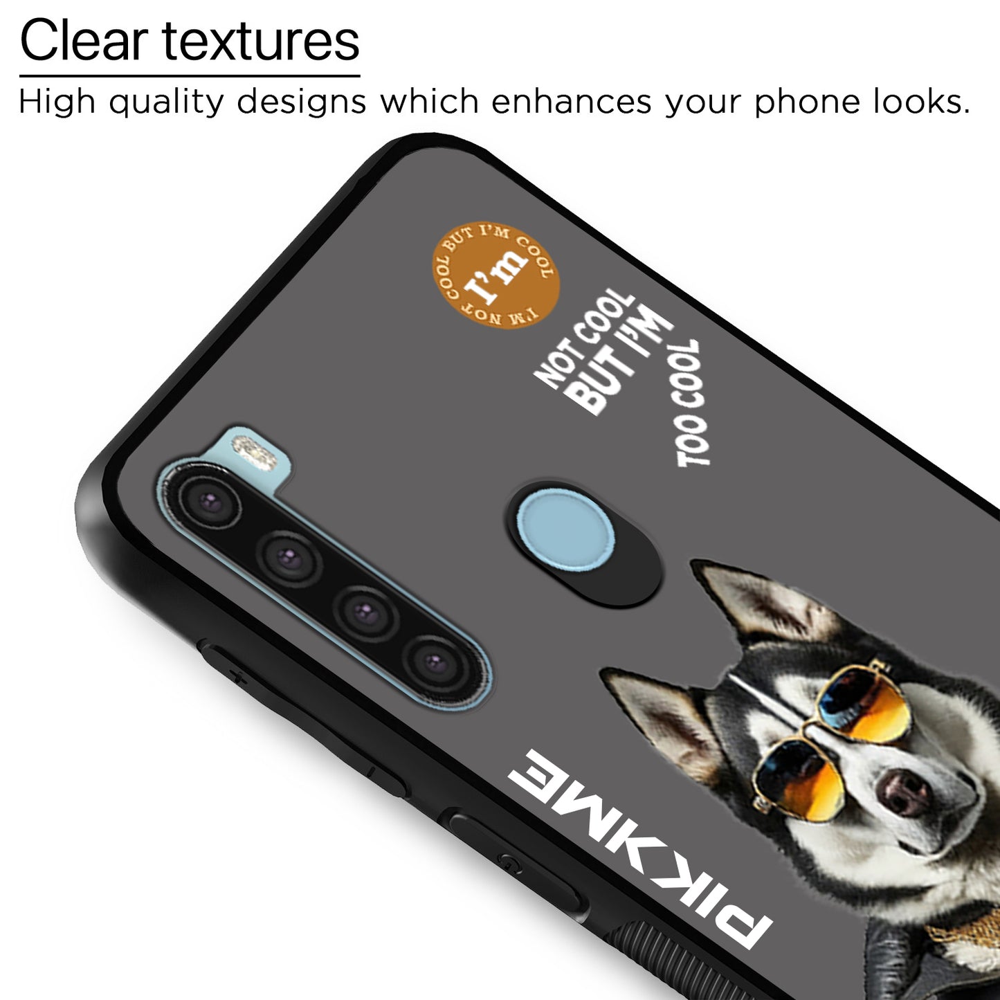 Pikkme Back Cover Pc Tpu + Printed Cool Funky Stylish Grey Dog Swag Raised Edges Camera Protection |Bumper Case For Redmi Note 8 (Design 02)