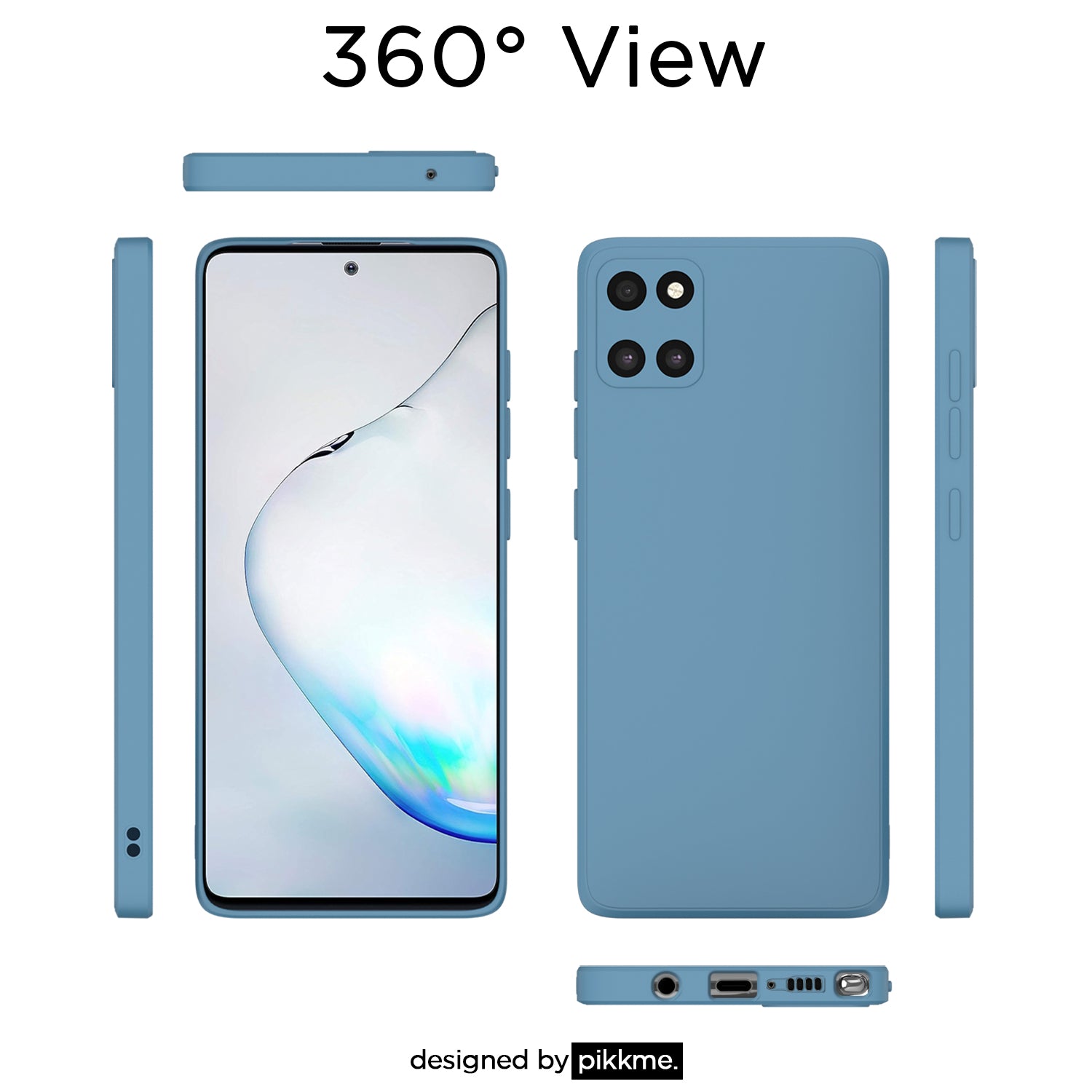 Pikkme Samsung Galaxy Note 10 Lite Liquid Silicone Back Cover | Aqua Blue