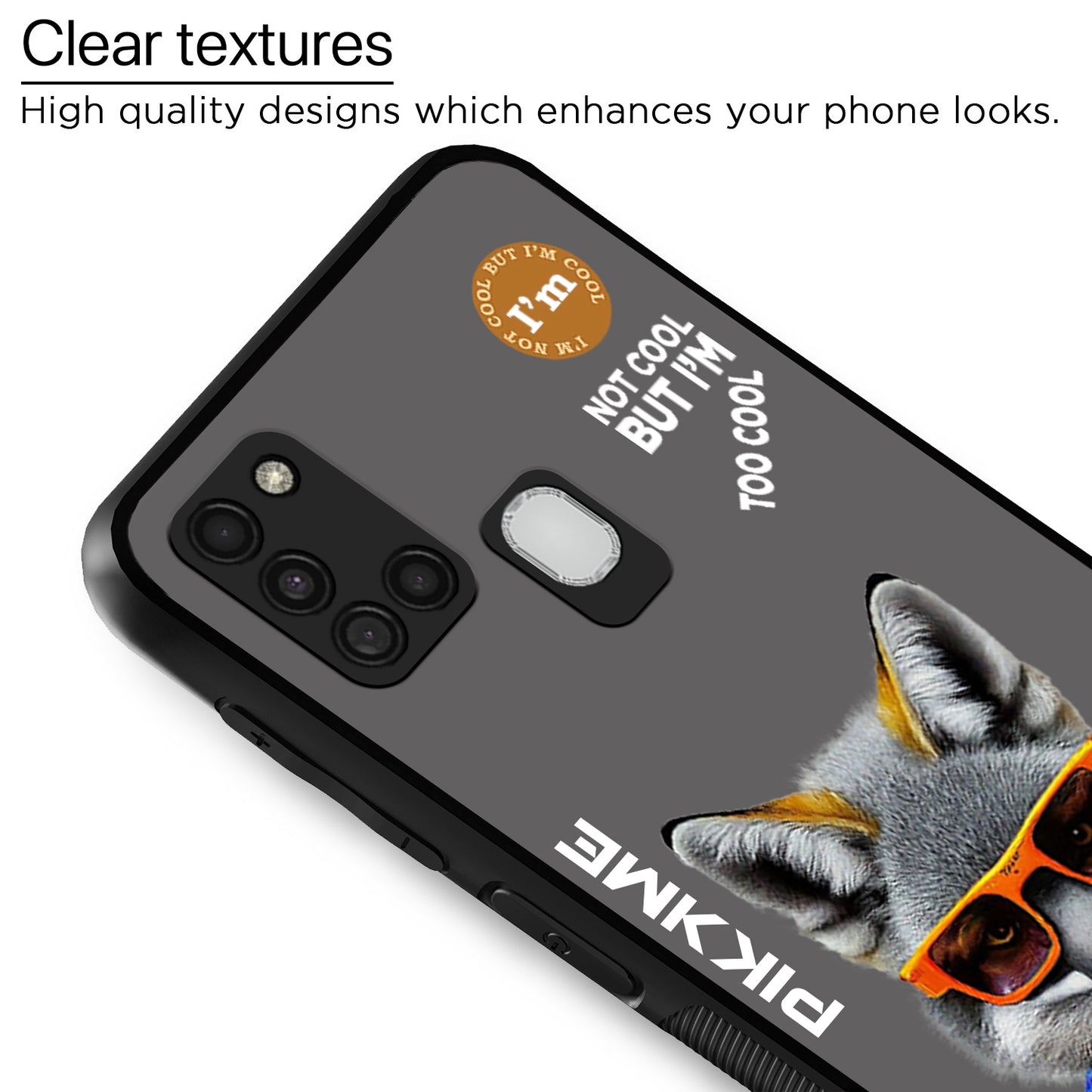 Pikkme Back Cover Pc Tpu + Printed Cool Funky Stylish Grey Wolf Swag Raised Edges Camera Protection |Bumper Case For Samsung Galaxy A21S (Design 01)