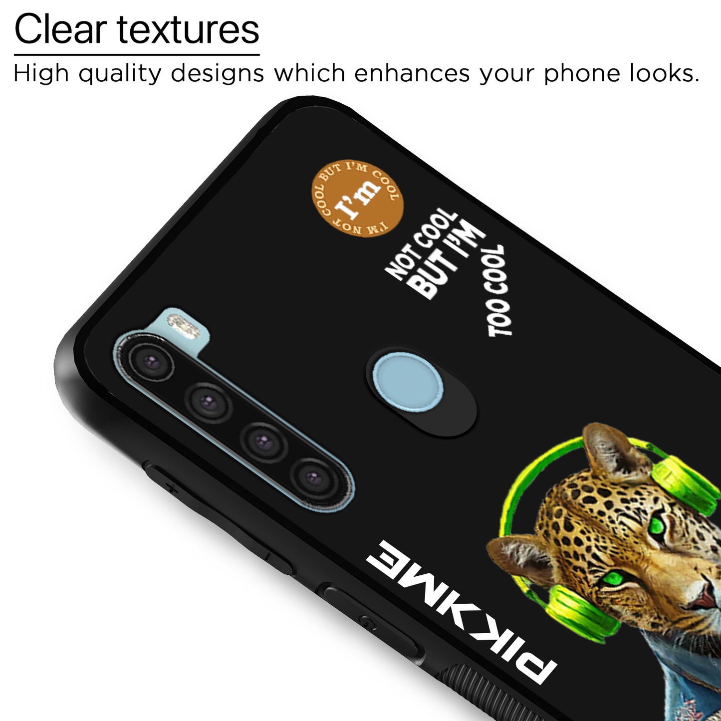 Pikkme Back Cover Pc Tpu + Printed Cool Funky Stylish Black Leopard Swag Raised Edges Camera Protection |Bumper Case For Redmi Note 8 (Design 03)