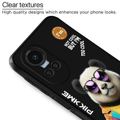 Pikkme Back Cover Pc Tpu + Printed Cool Funky Stylish Black Panda Swag Raised Edges Camera Protection |Bumper Case For Oppo Reno 10 5G (Design 05)