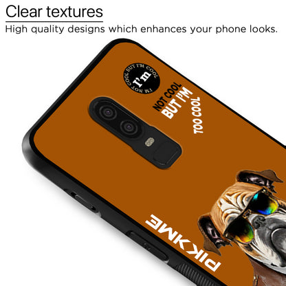 Pikkme Back Cover Pc Tpu + Printed Cool Funky Stylish Brown Dog Swag Raised Edges Camera Protection |Bumper Case For OnePlus 6 (Design 10)