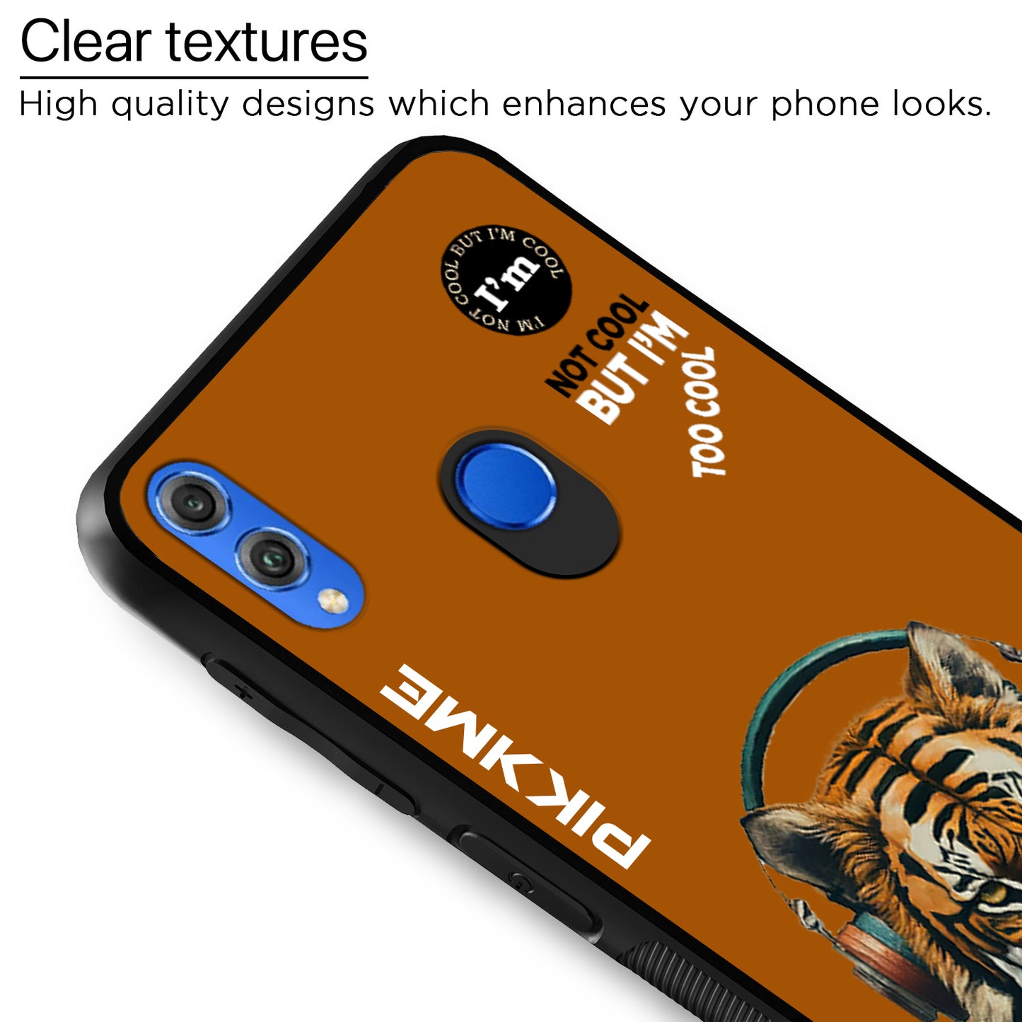 Pikkme Back Cover Pc Tpu + Printed Cool Funky Stylish Brown Tiger Swag Raised Edges Camera Protection |Bumper Case For Honor 8X (Design 09)