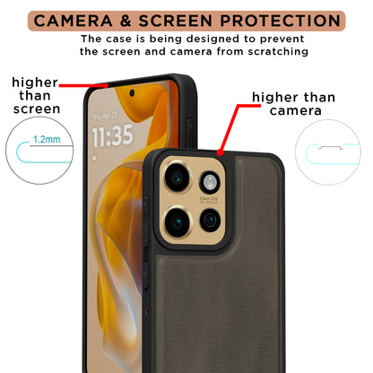 Pikkme Motorola Moto Edge 50 Neo 5G Premium Super Soft-Touch Leatherback Case (Brown)