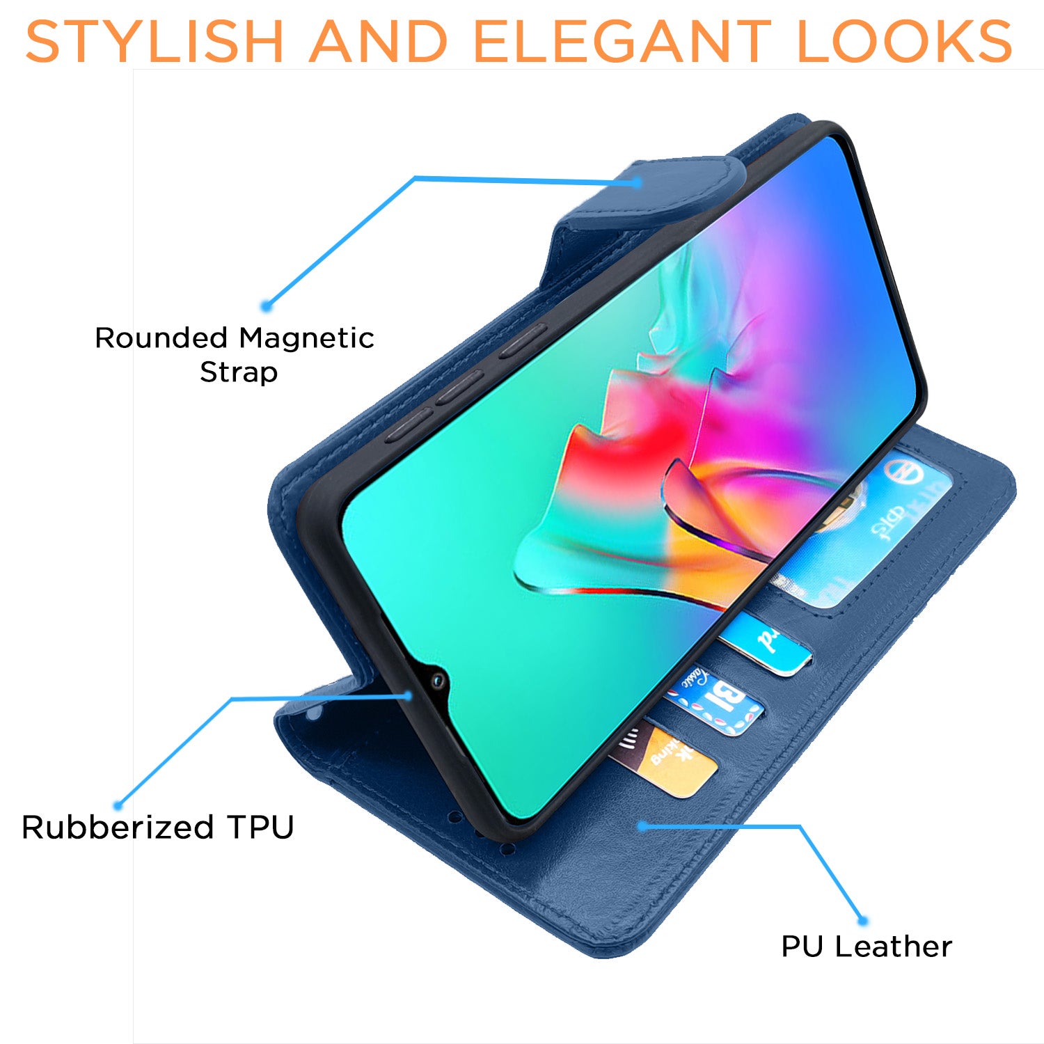 Pikkme Infinix Smart 5 Vintage Flip Cover (Blue)