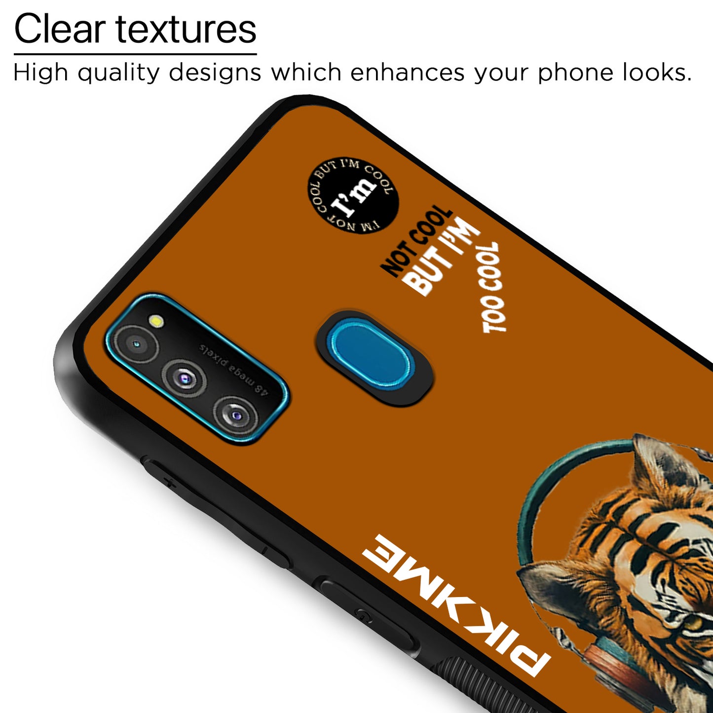 Pikkme Back Cover Pc Tpu + Printed Cool Funky Stylish Brown Tiger Swag Raised Edges Camera Protection |Bumper Case For Samsung Galaxy M30s (Design 09)