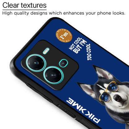 Pikkme Back Cover Pc Tpu + Printed Cool Funky Stylish Blue Dog Swag Raised Edges Camera Protection |Bumper Case For Vivo V25 5G (Design 08)