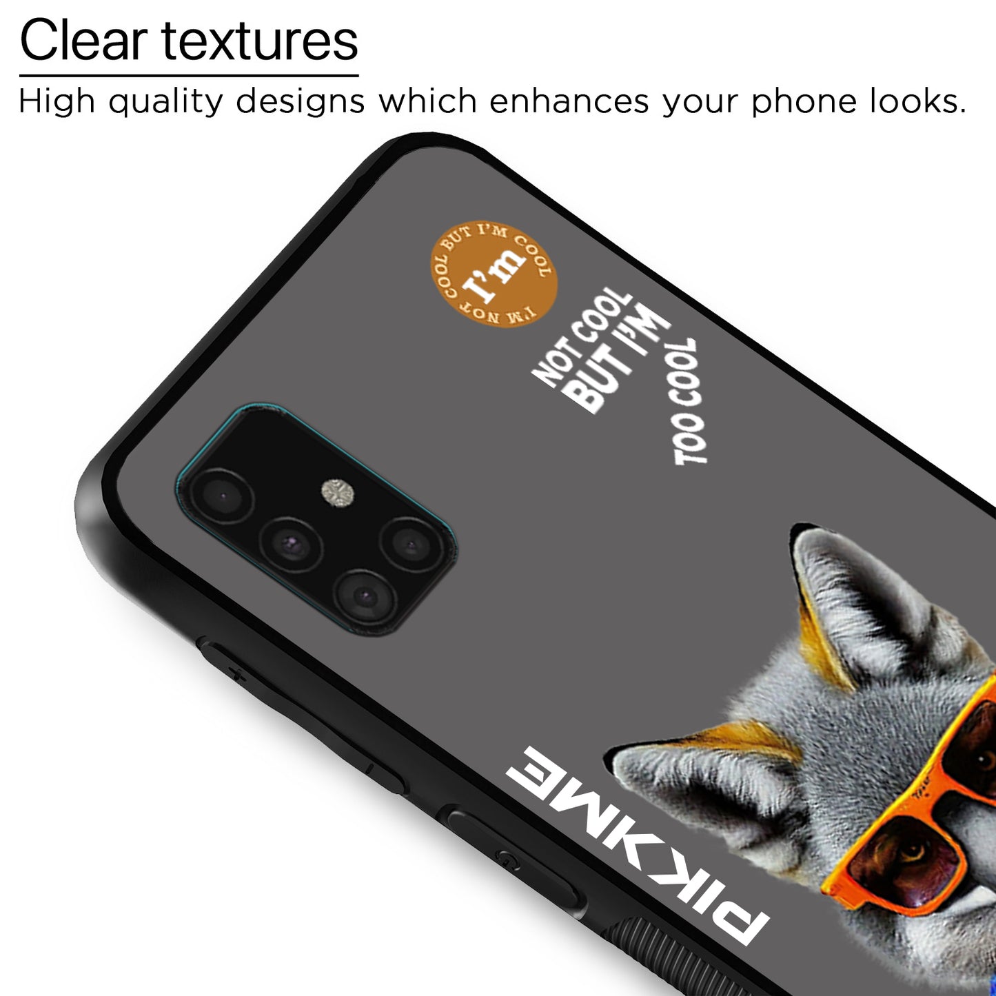 Pikkme Back Cover Pc Tpu + Printed Cool Funky Stylish Grey Wolf Swag Raised Edges Camera Protection |Bumper Case For Samsung Galaxy A51 (Design 01)