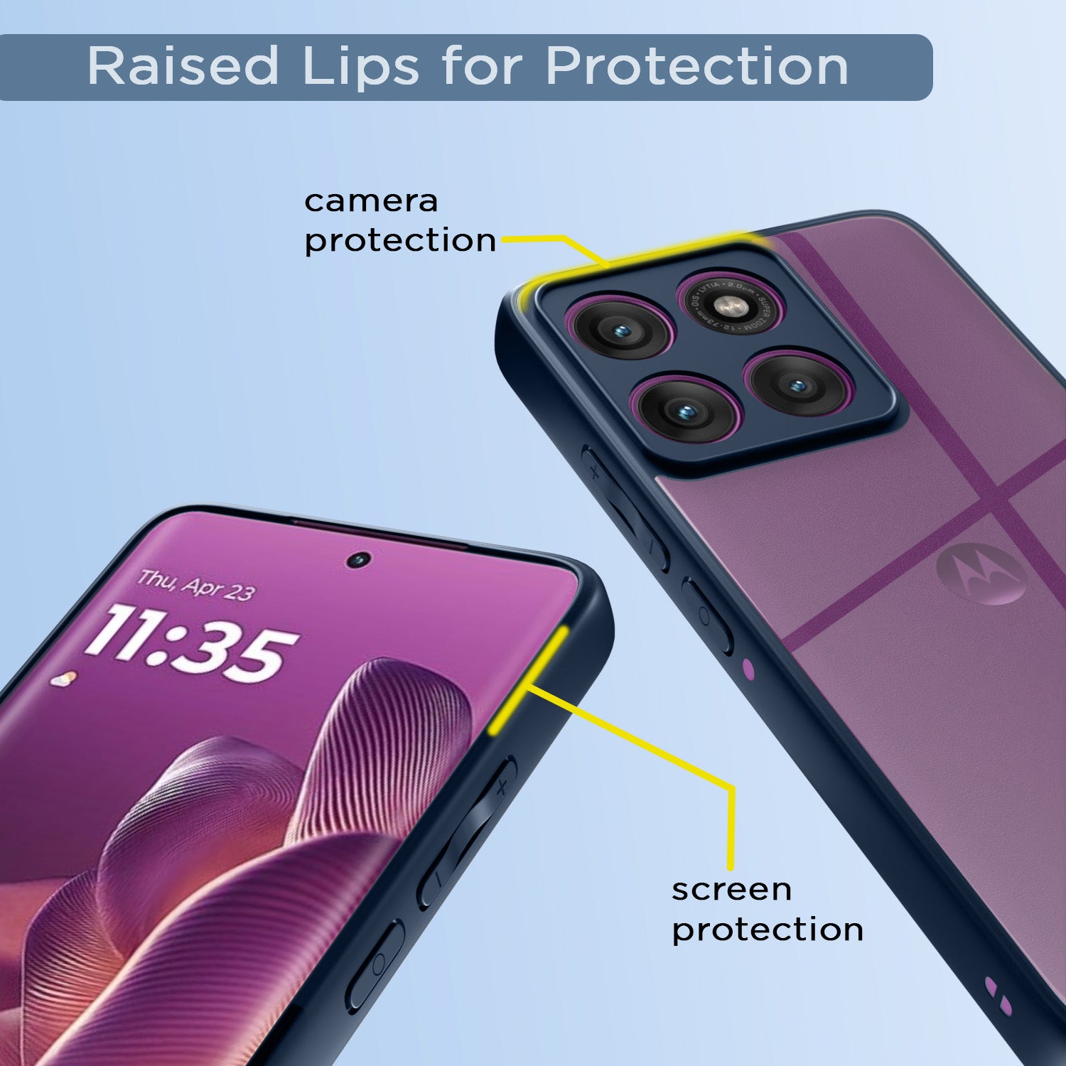 Pikkme Motorola Moto Edge 60 Pro 5G Eagle 2 Shockproof Sleek Hybrid Armor Back Cover (Blue)