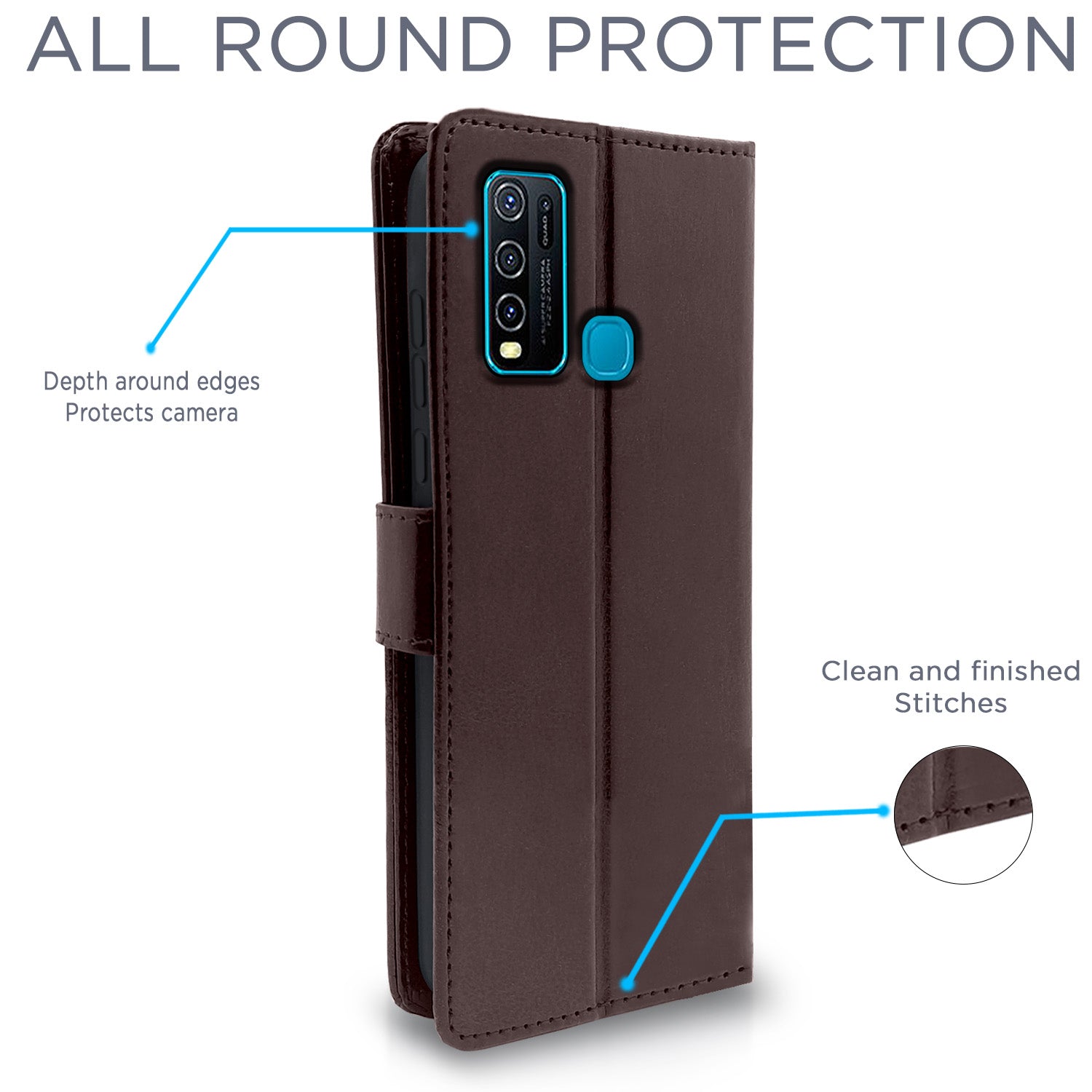 Pikkme Vivo Y30 Flip Vintage Flip Cover | Coffee
