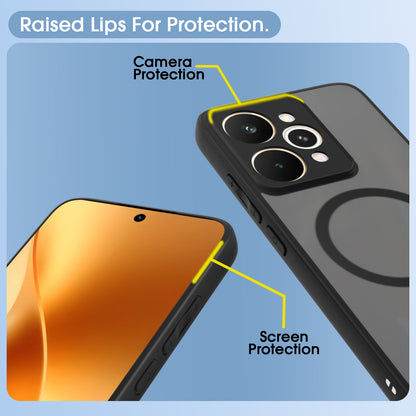 Pikkme Realme 15 Pro 5G Eagle 2 Mag-Safe Smoke Shockproof Hard Transparent Back Cover (Black)