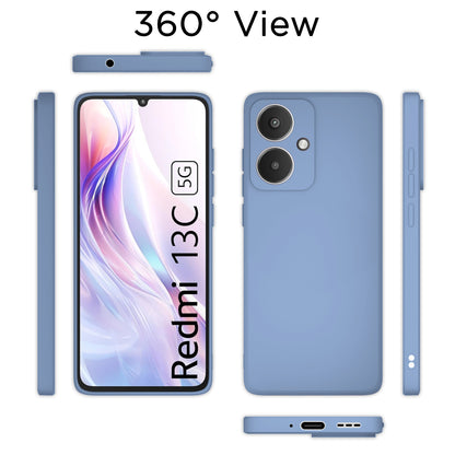 Pikkme Redmi 13C 5G Soft Matte Liquid Silicone Back Cover (Aqua Blue)