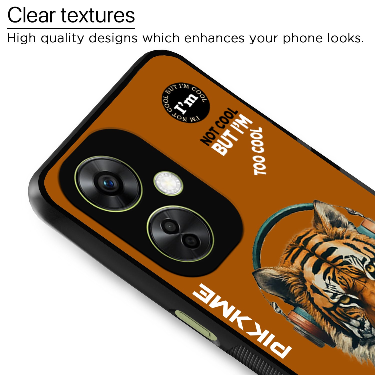 Pikkme Back Cover Pc Tpu + Printed Cool Funky Stylish Brown Tiger Swag Raised Edges Camera Protection |Bumper Case For OnePlus Nord Ce 3 Lite 5G