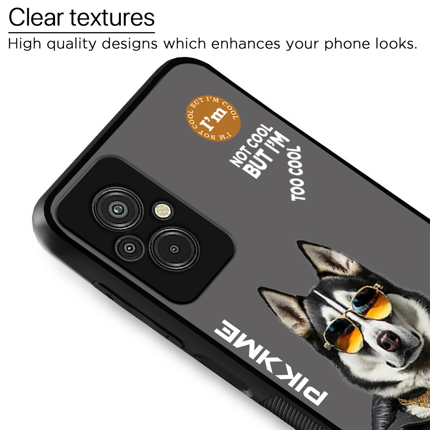 Pikkme Back Cover Pc Tpu + Printed Cool Funky Stylish Grey Dog Swag Raised Edges Camera Protection |Bumper Case For Redmi 11 Prime (Design 02)