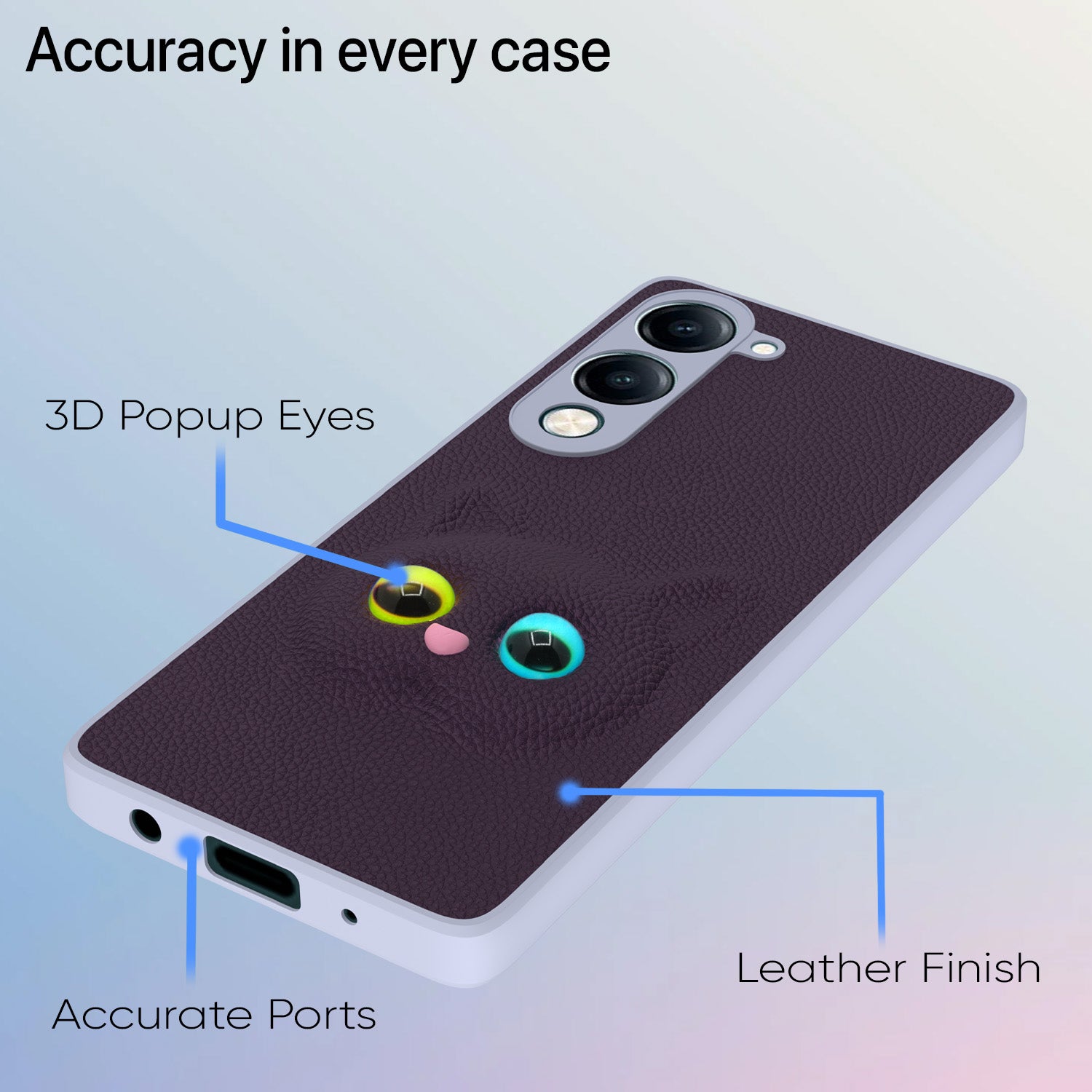 Pikkme Vivo Y19e 4G / Vivo Y29s kitty Back Cover (Purple)