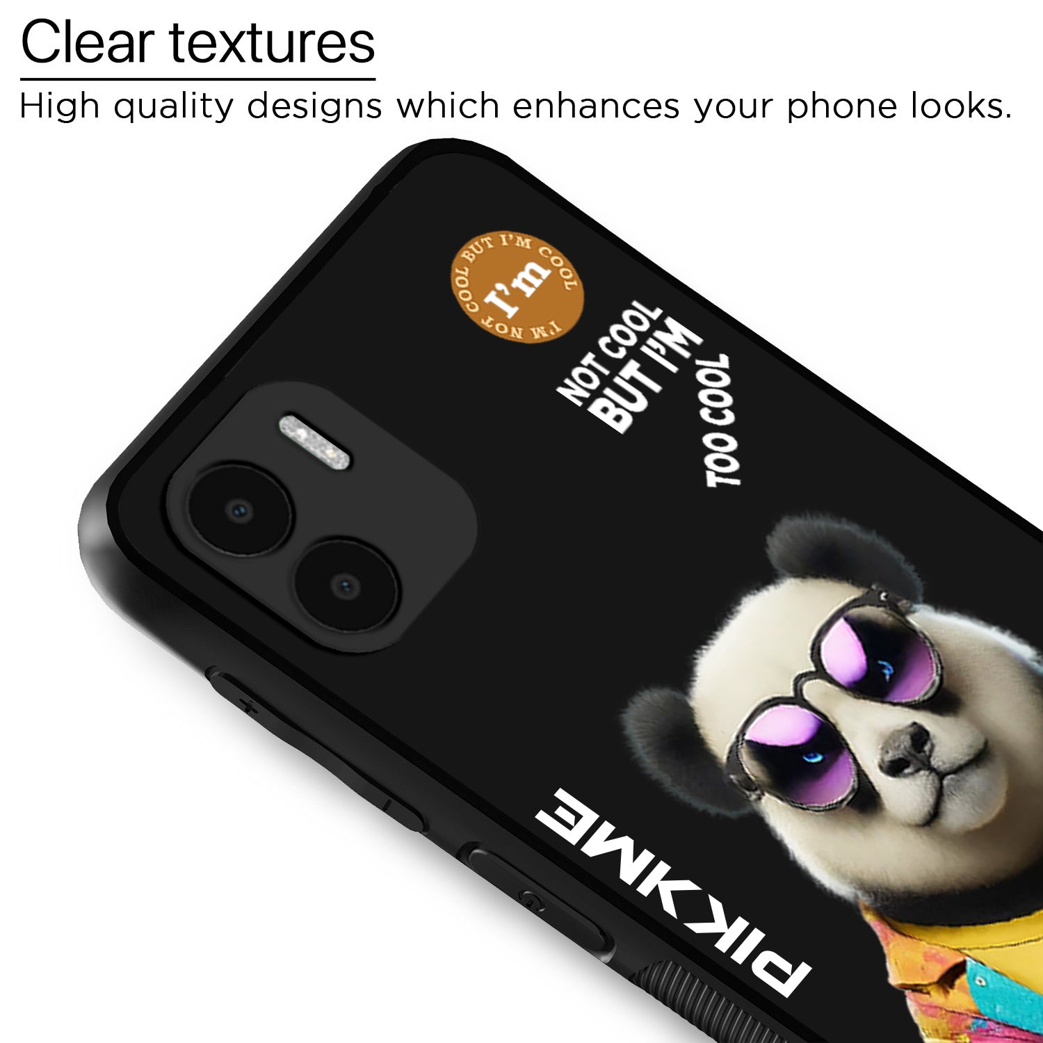 Pikkme Back Cover Pc Tpu + Printed Cool Funky Stylish Black Panda Swag Raised Edges Camera Protection |Bumper Case For Redmi A1 (Design 05)